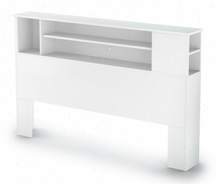 Full/ Queen Sizee Bookcase Headboard In Pure White Finish