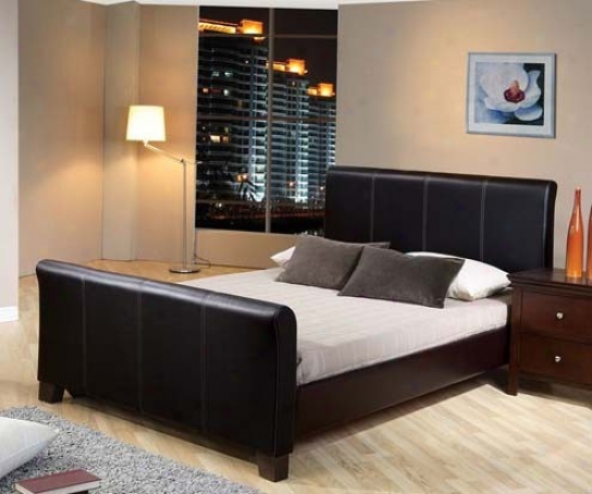 Full Size Bed Black Bycast Leather