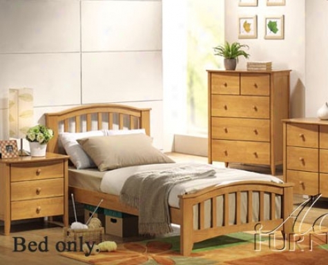 Full Size Bed Contemporary Style Maple Finish