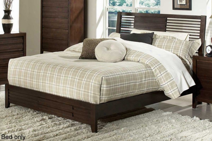 Full Size Bed Horizontal Slat Headboard In Espresso