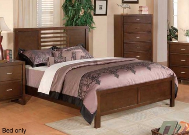 Complete Size Bed Horizontal Slat Headboard In Warm Brown