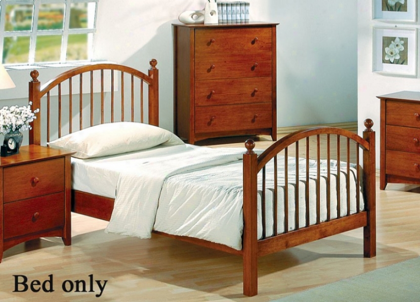 Full Size Bed With Arched Design In Distressed Oak Finish