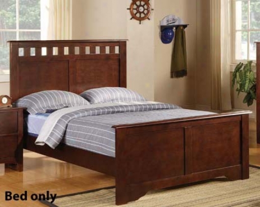 Full Size Bed With Cut-out Design Headboard In Brown Finish