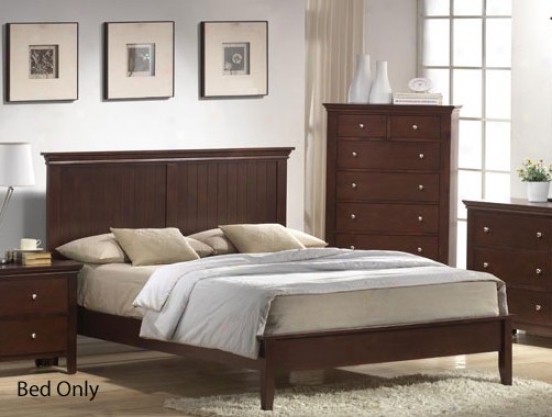 Full Size Bed With Frame - Contemporary Stillness Brown Finish