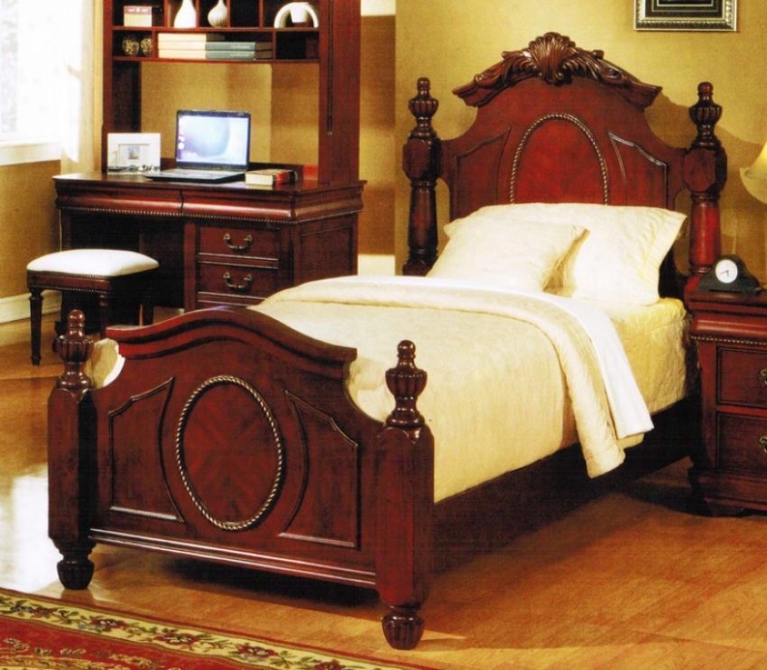 Entire extent Size Bed With Oval Accents In Cherry Finiish