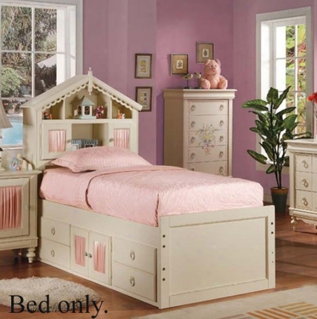 Full Size Bed With Storage Drawers White Finish