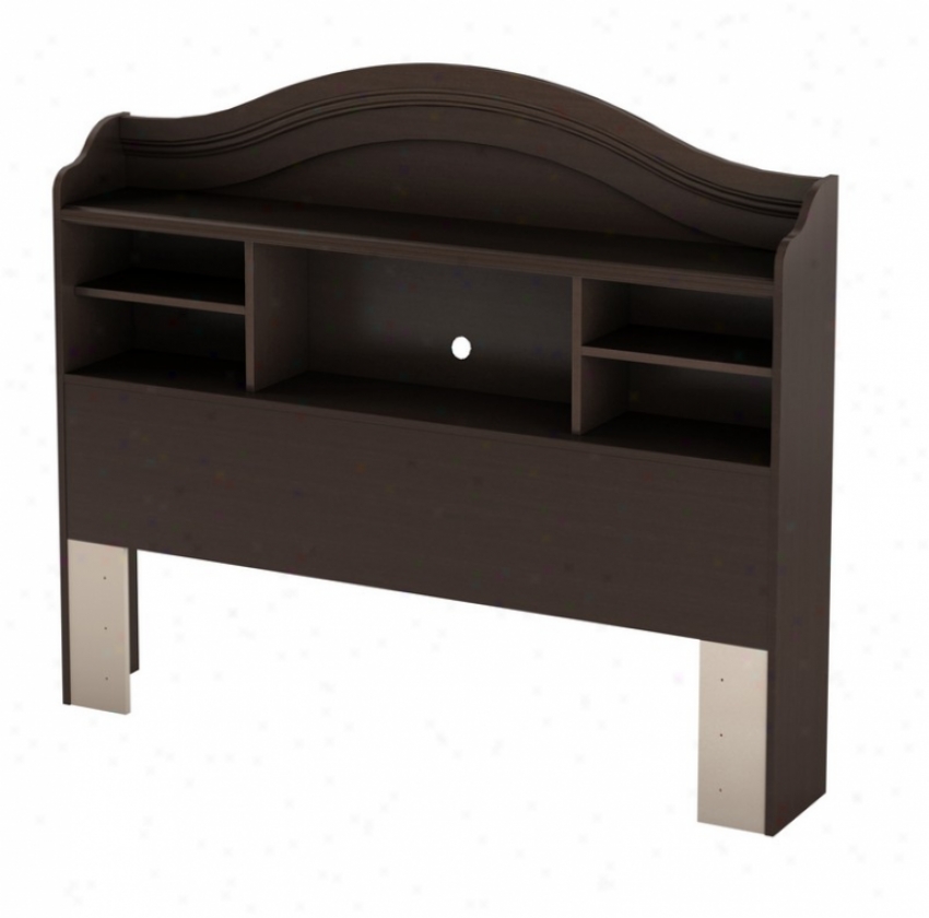 Full Size Bookcase Headboard In Chocolate Finish