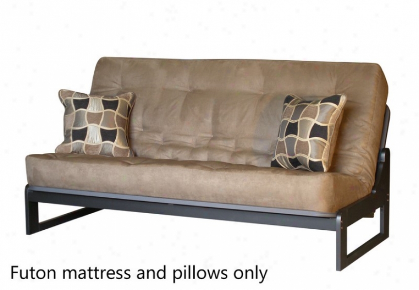 Satiated Size Futon Sofa Mattress Tufted In Beige Micro-suede