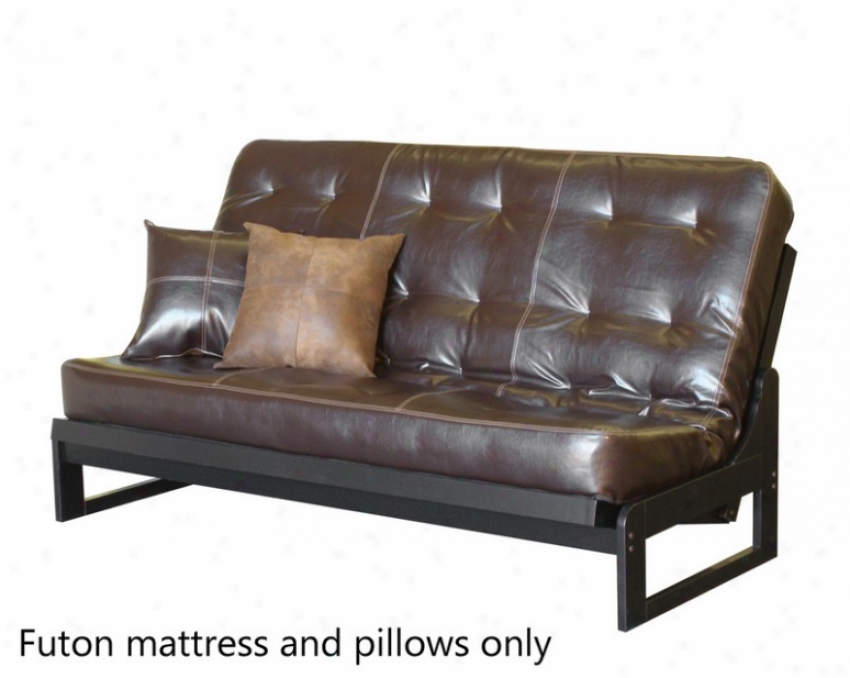 Full Size Futon Sofa Matttress Tufted In Brown Bi-cast