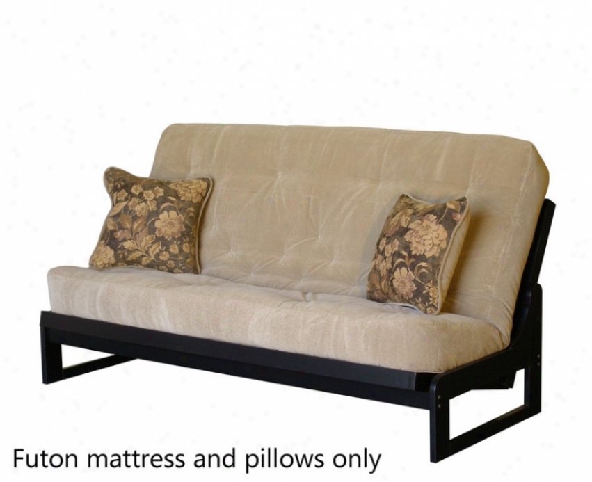 Full Size Futon Sofa Mattress Tufted In Ivory Microfiber