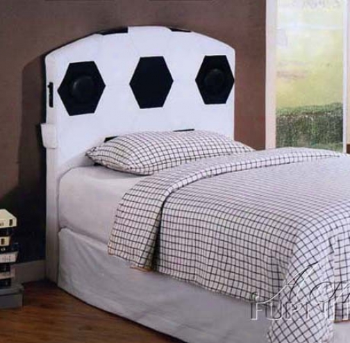 Full Size Headboard With Speakers In Soccet Design