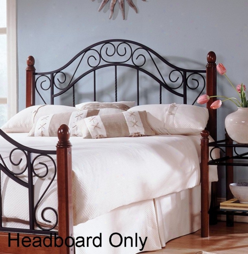Full Size MetalA nd Wood Headboard - Frisco Transitional Intention In Matte Black Finish