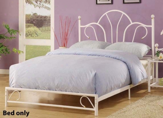 Full Size Metal Bed Peacock Style In White Finish