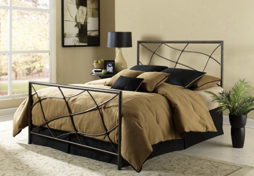 Full Sizing Metal Bed - Sonata Contemporary Style In Speckled Sesame Finish