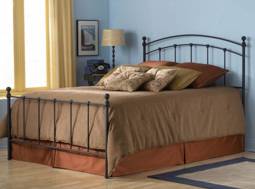 Full Size Metal Bed With Frame - Sanford Transitional Design In Matte Black Finish