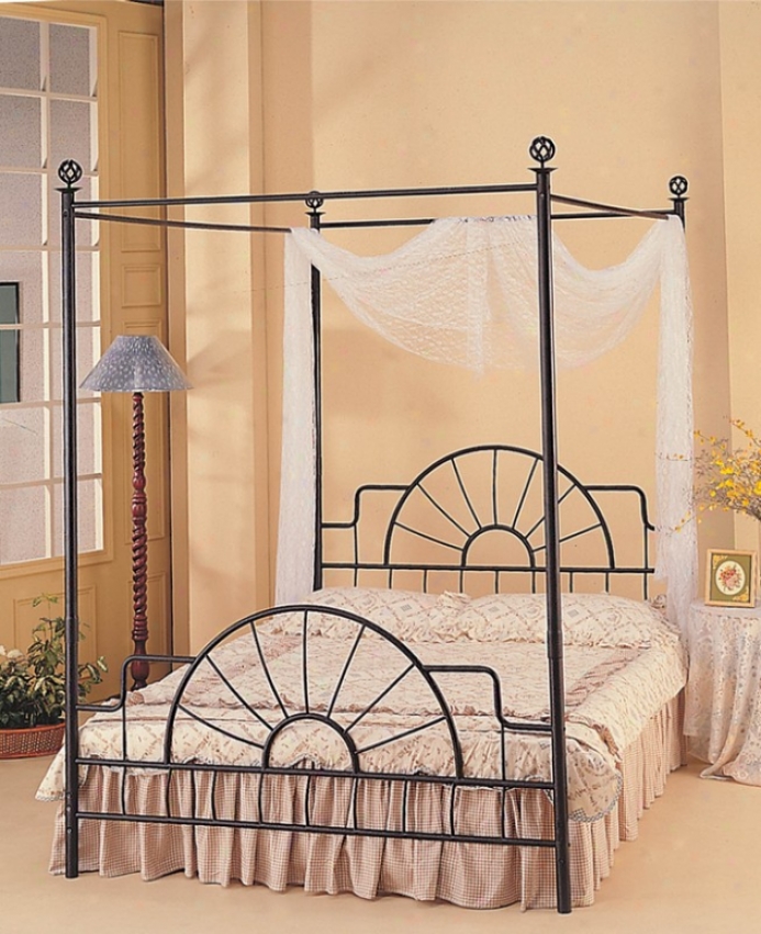 Full Size Metal Headboard And Footboard With Canopy In Black End