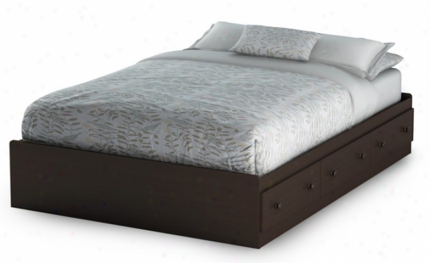 Full Sizing Platform Bed With Drawers In Chocolate Finish