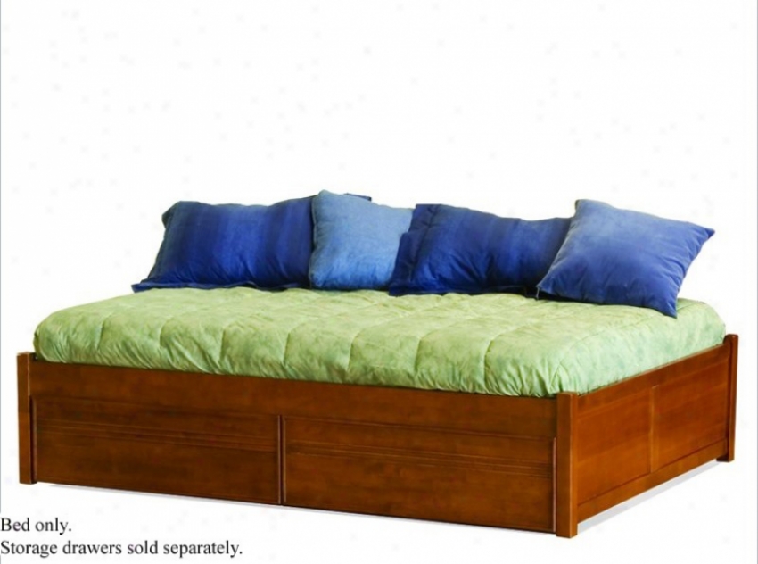 Full Size Platform Bed With Flat Panel Footboard Caramel Latte Finish