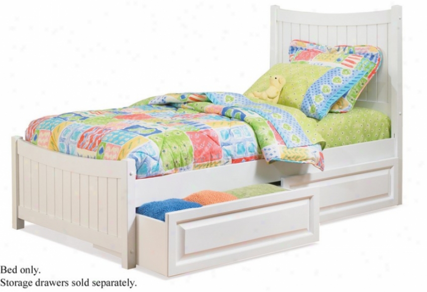 Full Size Platform Bed With Footboard White Finish