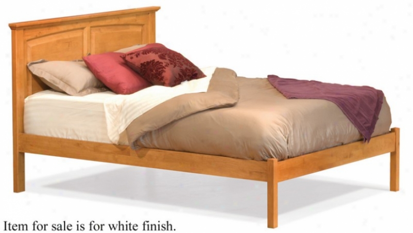 Full Size Platform Bed With Open Footrail White Finish