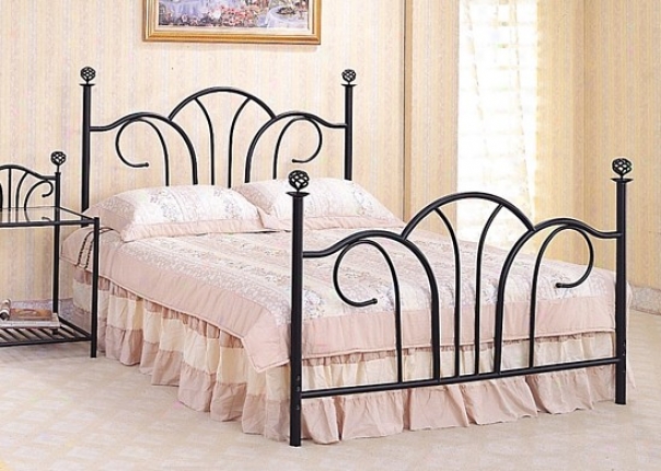 Loud Szie Satin Black Metal Bed Headboard And Footboard