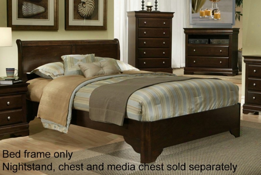 Full Size Sleigh Bed With Bracket Foot Design In Cappuccino Finish