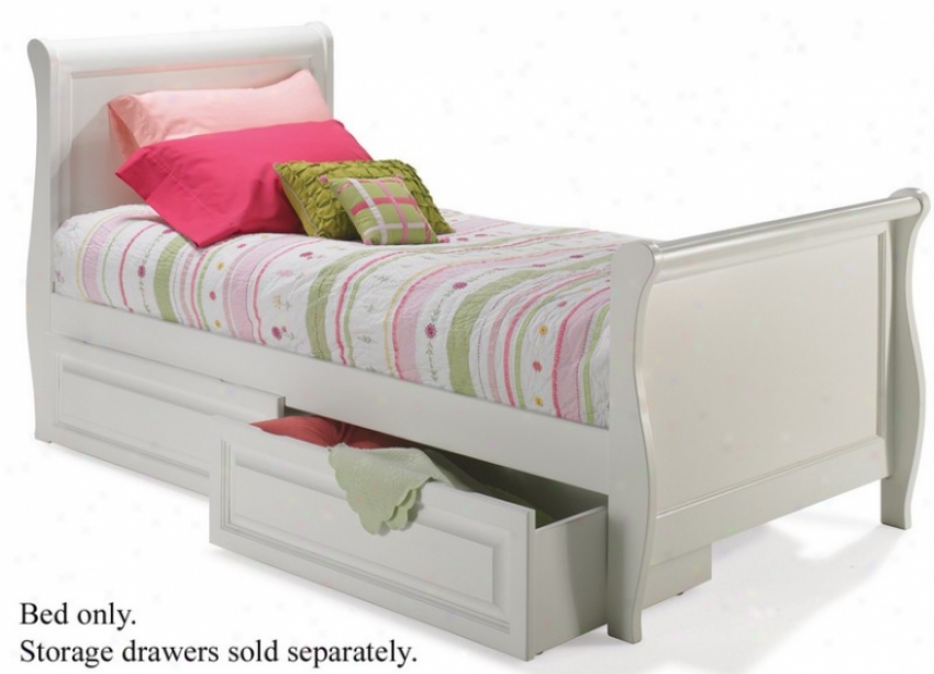 Full Size Sleigh Bed With Footboard White Finish