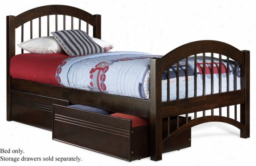 Completely Size Windsor Style Platform Bed With Footboard Antique Walnut Finish