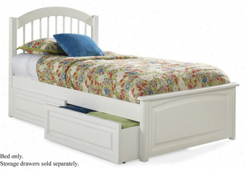 Full Size Windsor Gnomon  Platform Bed With Raised Panel Footboard White Finish