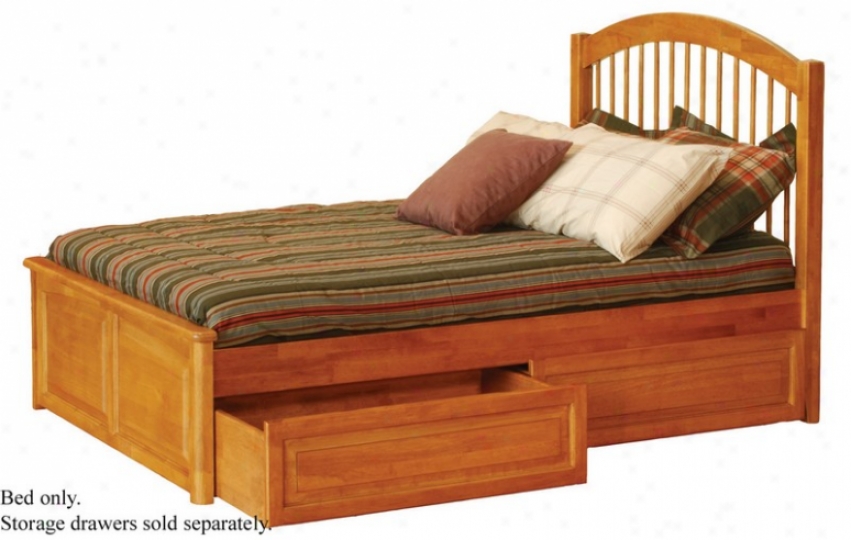 Full Size Windsor Style Platform Bed With Raised Panel Footboard Caramel Latte Finish