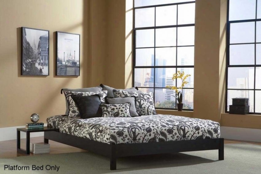 Full Wood Platform Bed - Murray Platform Contemporary Design In Black Finish