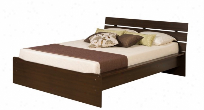 Full/double Size Platform Bed With Integrated Headboard In Espresso Finish