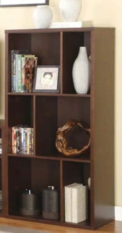 Functional Bookshelf Contemporary Style In Walnut Finish