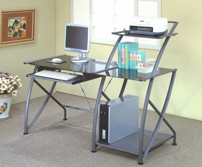 Functional Modular Design Metal & Glass Home Office Work Station Desk