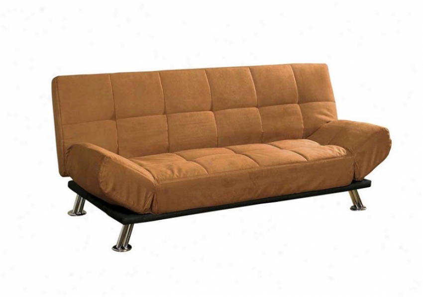 Futon Sofa Bed - Brown Cover With Metal Frame