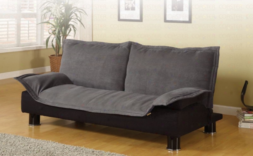 Futon Sofa Bed In Gray Microfiber