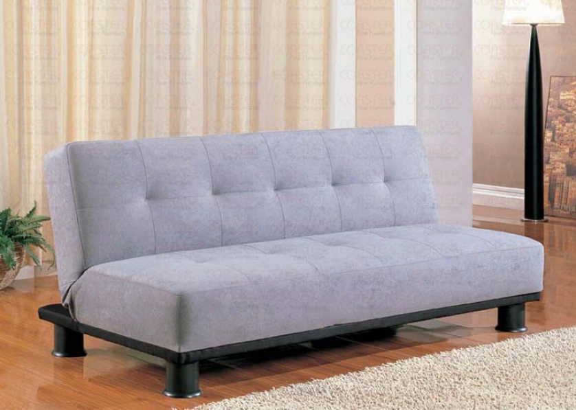 Futon Sofa Bed With Button Tufted Design In Gray Microfiber