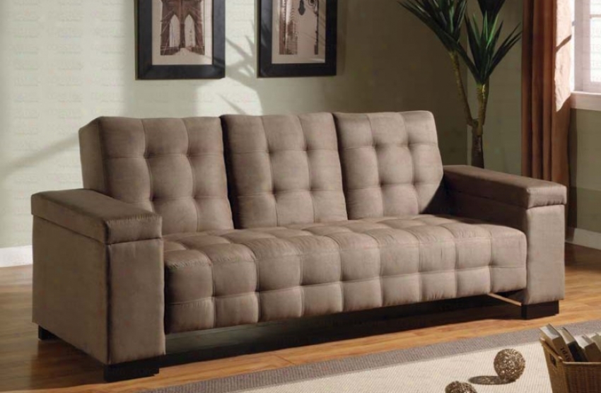 Futon Couch Bed With Button Tufted Design In Convert into leather Microfiber