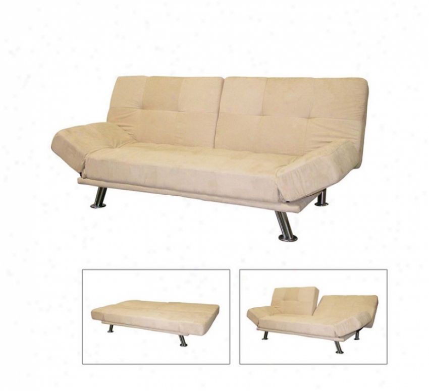 Futon Sofa Bed With Camel Cover And Metal Frame