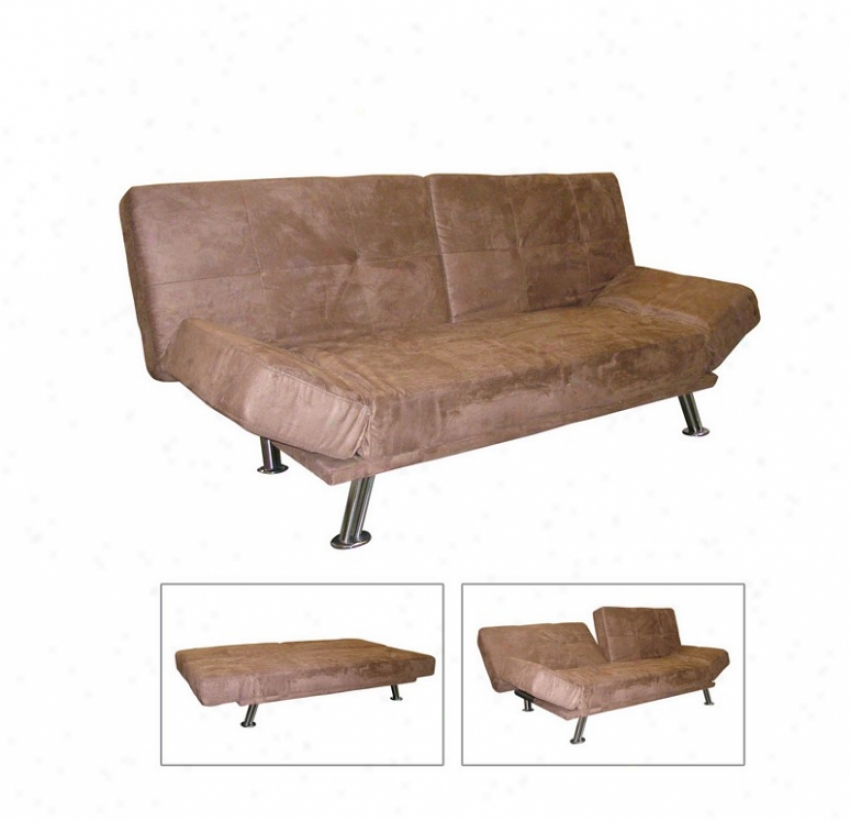 Futon Sofa Beed By the side of Dark Brown Cover And Metal Form