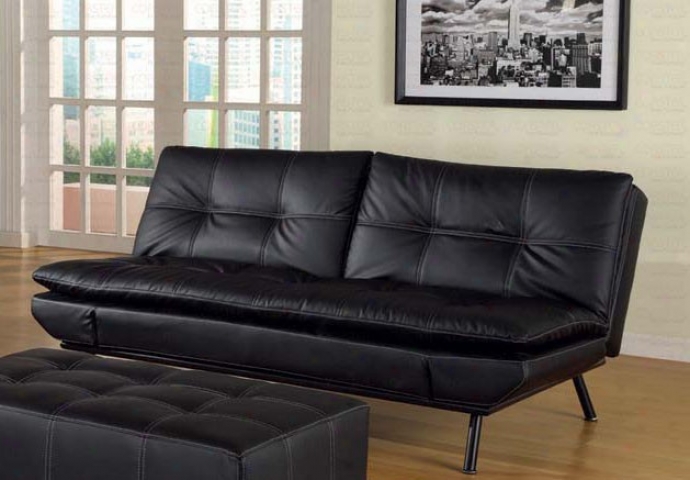 Futon Sofa Bed With Metal Lega Inn Black Vinyl