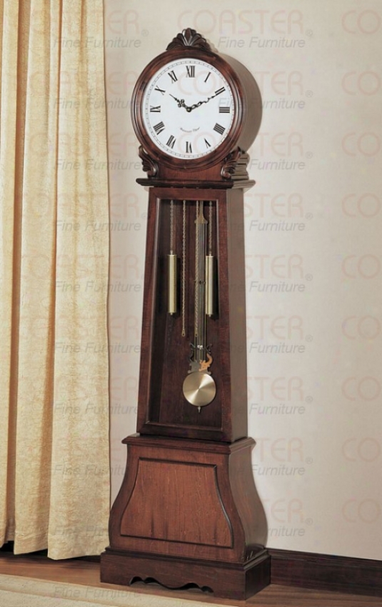 Grandfather Floor Clock In Brown Finish