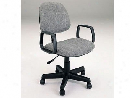 Grey Fabric Office Secretary Swivel Chair W/casters & Pneumatic Lift