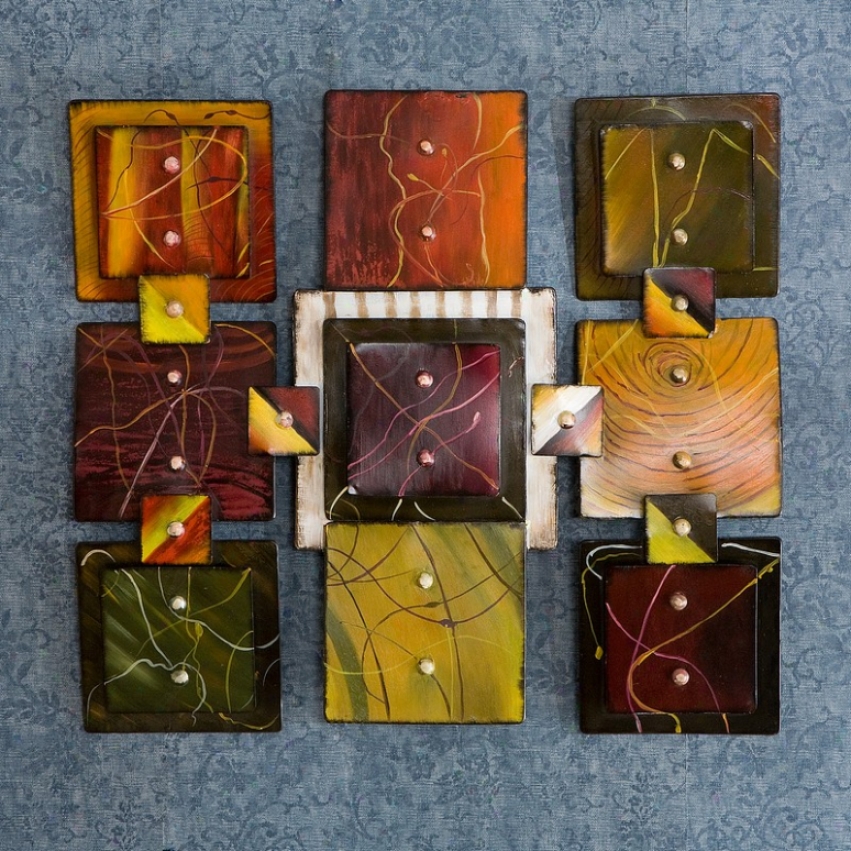 Hand Painted Metal &quotdeviation&quot Wall Sculpture