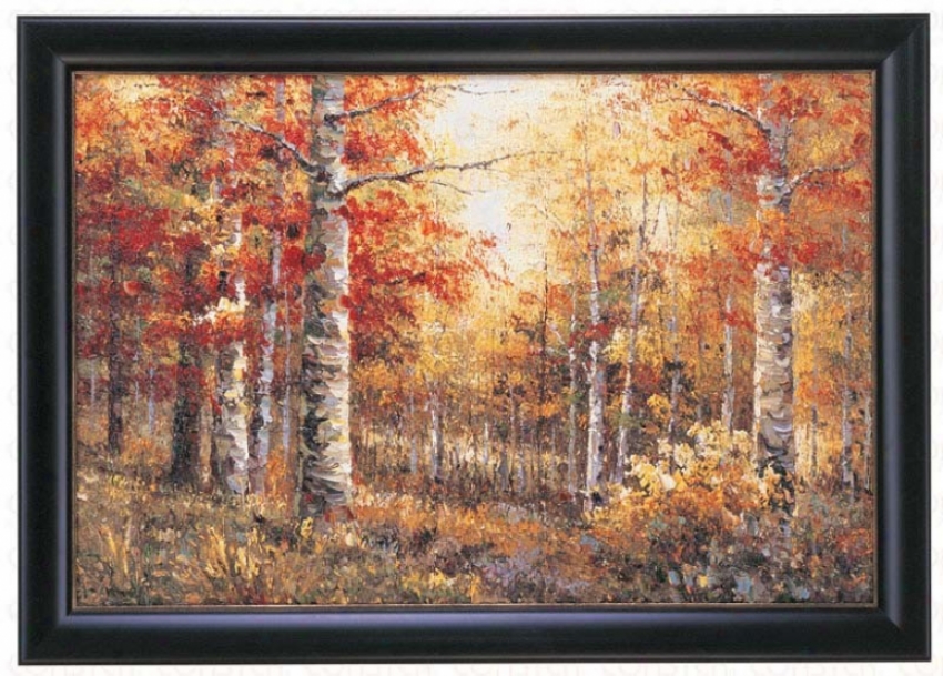 Hand Painted Oil Painting On Canvas In Colorful Forest Design