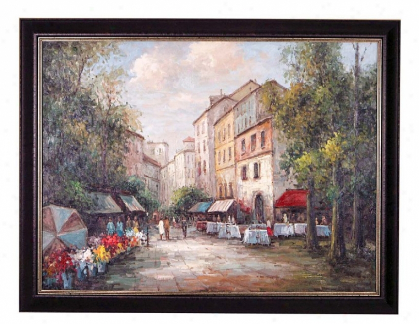 Hand Painted Oil Painting On Canvas In Flower Market Theme