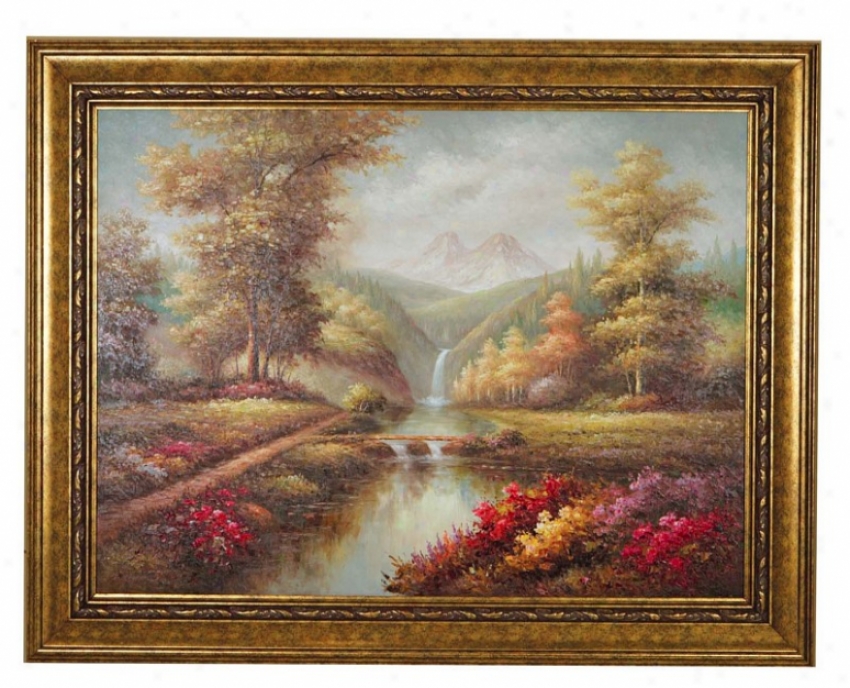 Hand Painted Oil Painting On Canvas In Pastel Stream Theme