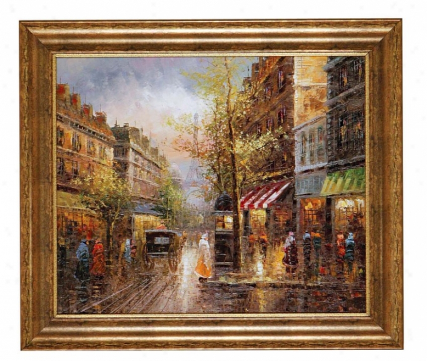 Hand Painted Oil Painting On Canvas In Rainy Day Theme