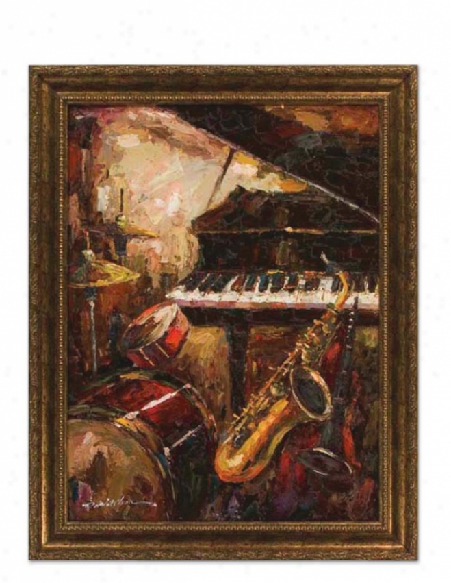 Hand Painted Oil Painting On Canvas In Saxophone Fantasy Theme