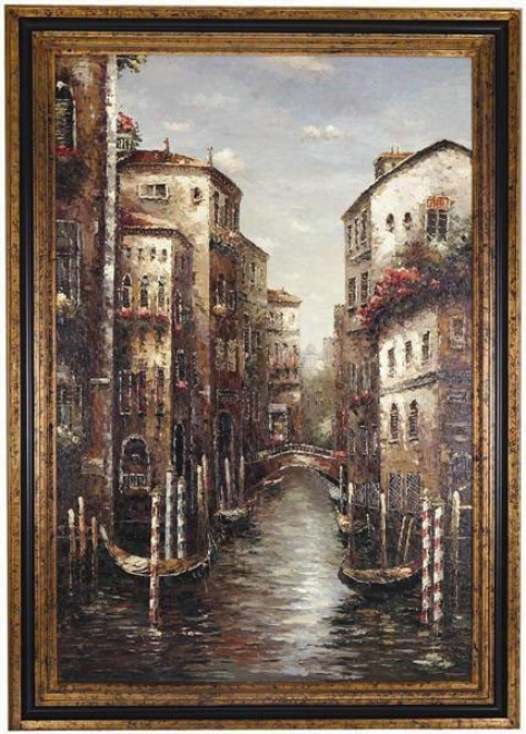 Hand Painted Oil Painting Attached Canvas With Frame - Venezia